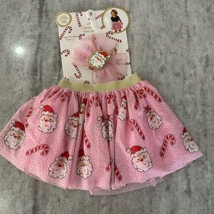Little Me Pink Santa Tutu Skirt with Bow Size 3+